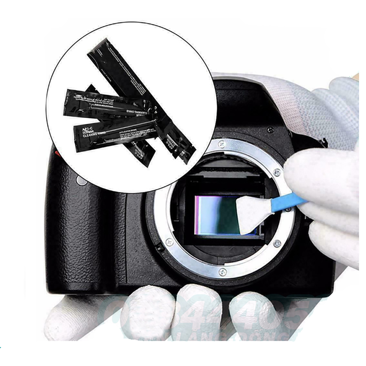Que vệ sinh sensor cảm biến sensor máy ảnh đã tẩm sẵn dung dịch , ống kính - full frame & crop - 686.camera hà nội