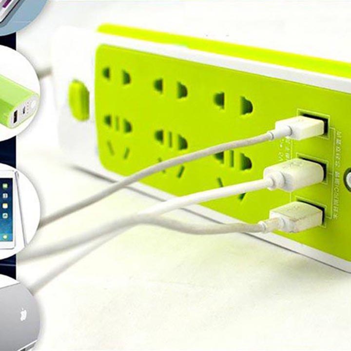 Ổ Điện Đa Năng 6 Ổ Cắm 3 Cổng Sạc USB