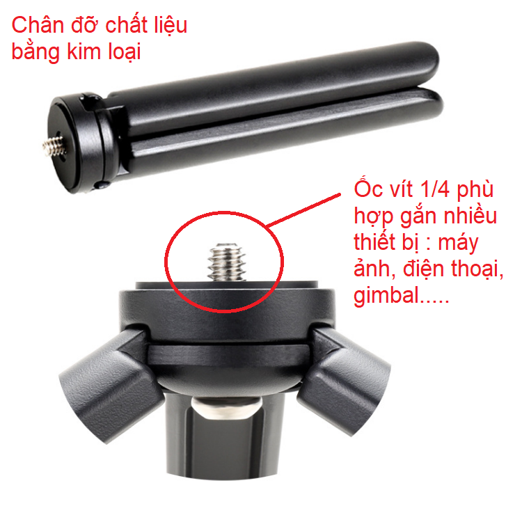 Tripod 3 chân bằng hợp kim nhôm cho máy ảnh, Gimbal chống rung