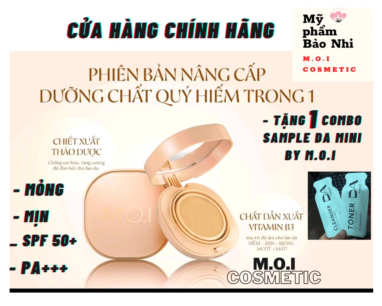 MẪU MỚI 2021PHẤN NƯỚC,PHẤN PHỦ KỀM DẦU M.O.I HỒ NGỌC HÀ TẶNG KÈM PHẤN MÁ