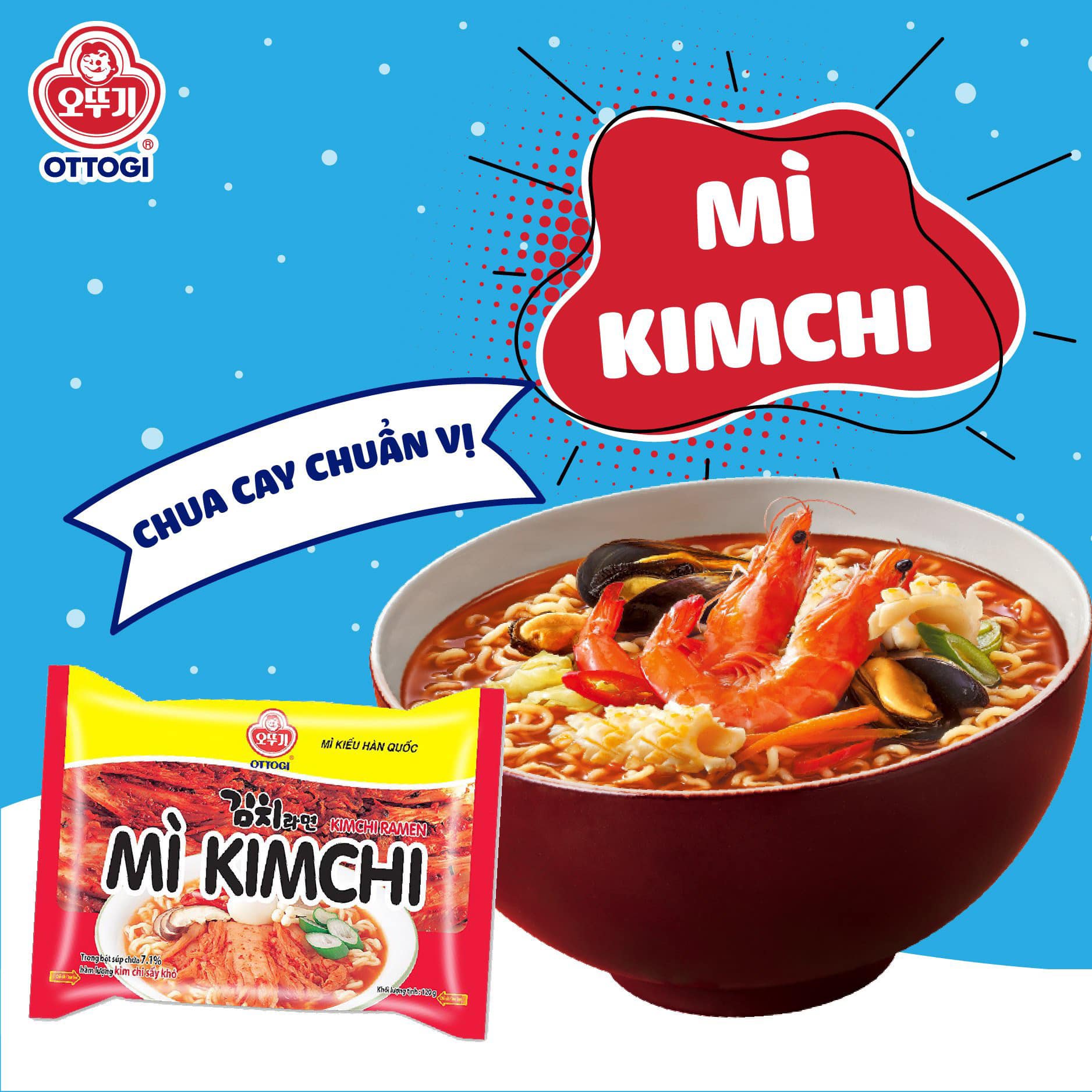Lốc 8 gói Mì Kim chi & Mì bò hầm Otoki gói 120g - Mì Hàn Quốc sản xuất tại Việt Nam, sợi mì dai ngon, giá tiết kiệm!