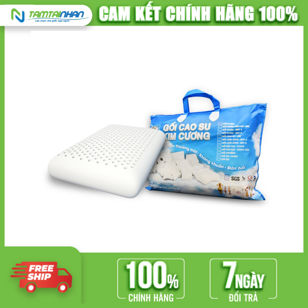 [HCM]Gối Cao Su Thiên Nhiên Kim Cương Ovany 40x60x12cm độ đàn hồi cao nâng đỡ tốt