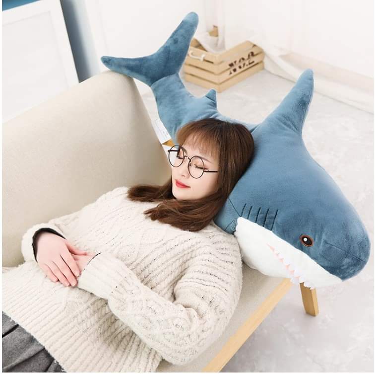 GẤU BÔNG CÁ MẬP SIZE LỚN ĐỒ CHƠI CÁ MẬP NHỒI BÔNG CAO CẤP CHO BÉ