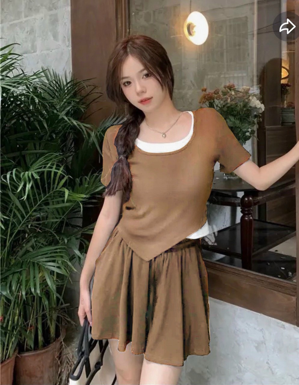 SÉT BỘ ĐÙI THUN GÂN TRƠN PHỐI MÀU DÁNG XÒE