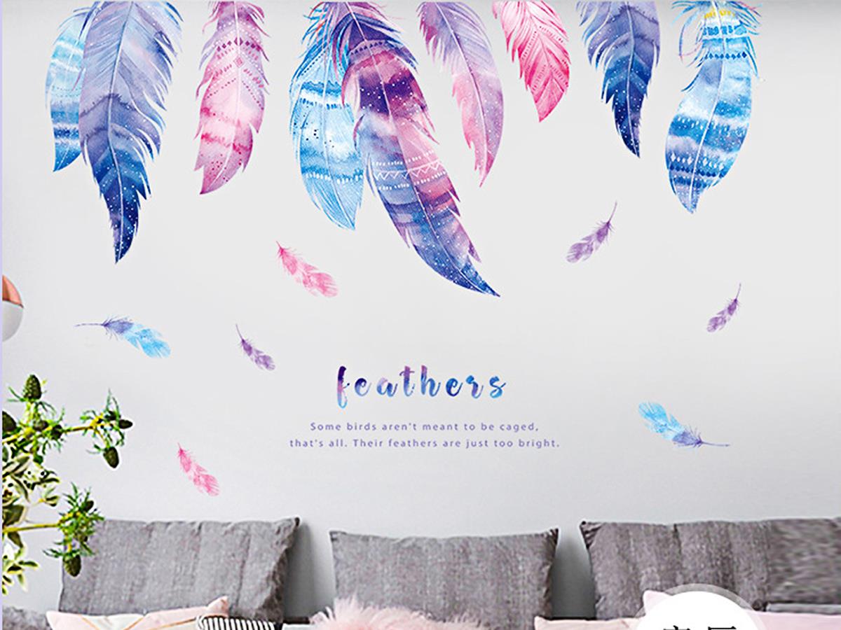 [HCM]DECAL DÁN TƯỜNG LÔNG VŨ ĐỦ MÀU 2