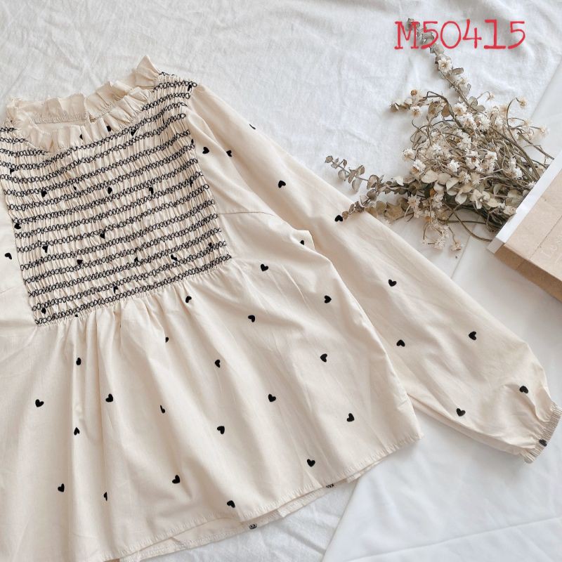 [HCM]Áo peplum nhún chỉ cổ bèo trái tim
