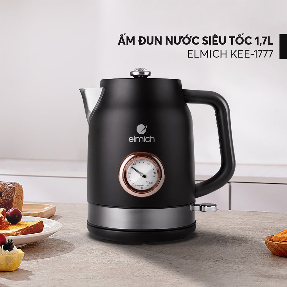 Ấm đun nước siêu tốc Elmich KEE1777 (Dung tích 1.7L, Mầu Đen, Bảo hành 36 tháng)
