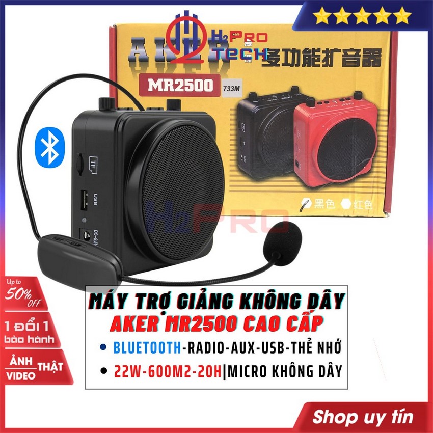 Máy Trợ Giảng Không Dây Aker Mr2500 22W-Bluetooth-FM-USB-TF, Loa Trợ Giảng Không Dây Cao Cấp Cho Giáo Viên-H2pro Tech
