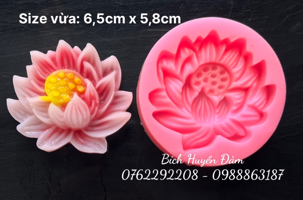 Khuôn silicon mặt nhấn hoa sen làm xôi hoa đậu, fondant, socola, nến, xà phòng, rau câu 4D
