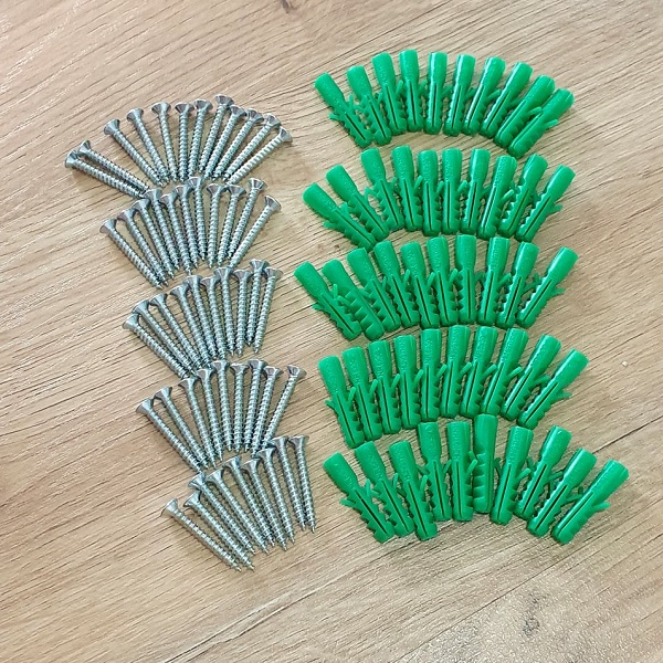 Bộ 2 Loại Vít Đầu Bằng 4 Ly (4x30mm) và Tắc Kê Râu 6 Ly (6x30mm) - 50 con mỗi loại