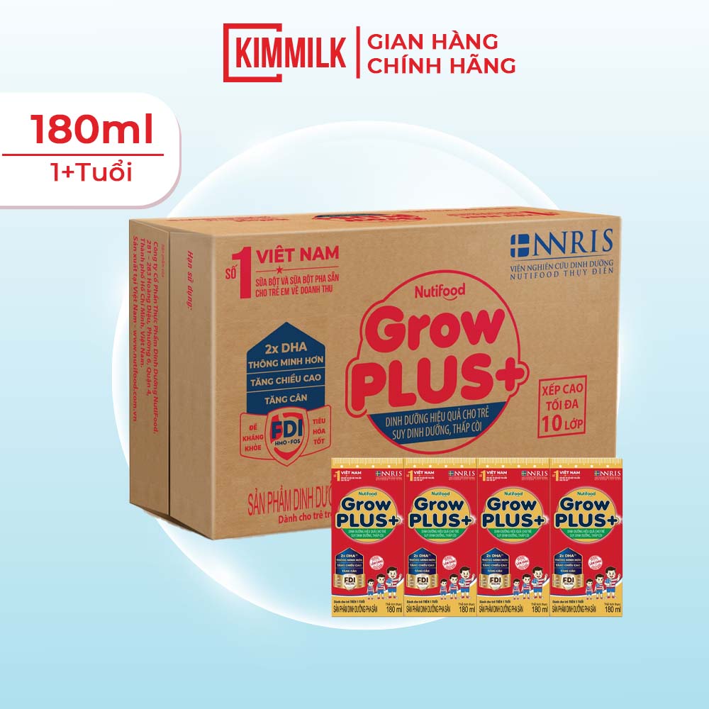 Sữa Pha Sẵn Nutifood Grow plus đỏ 180ml