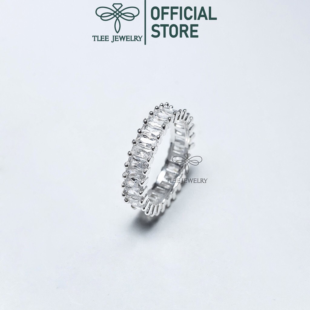 Nhẫn bạc nạm đá chữ nhật kết bạc nguyên chất - TleeJewelry NN016