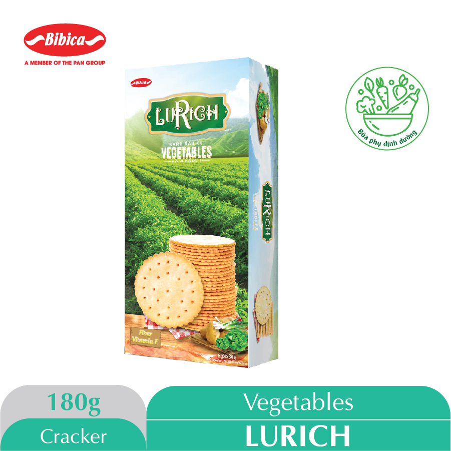 Bánh Lurich Crackers Rau Củ hộp giấy 180g - Bữa ăn Phụ Dinh Dưỡng