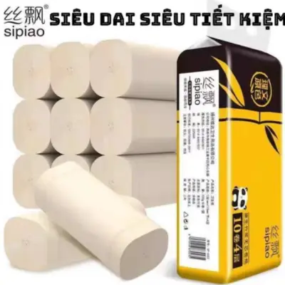 [10 CUỘN] Túi 10 cuộn giấy vệ sinh sipiao - Siêu dai siêu tiết kiệm - Giấy vệ sinh giấy trúc - Giay ve sinh - Giấy cuộn