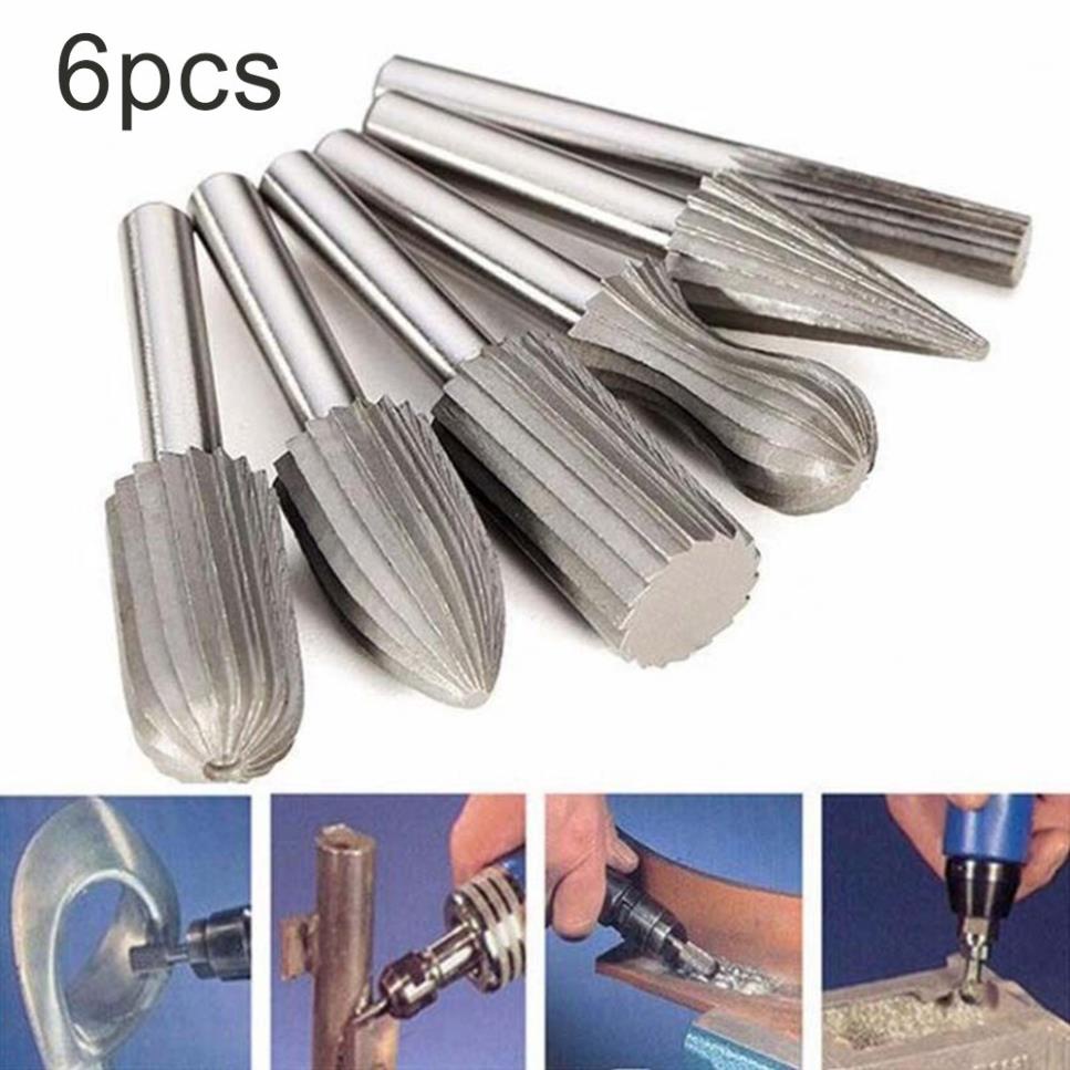 Bộ 6 mũi phay mài khắc làm gỗ lũa HSS chân 6mm (6x12mm)