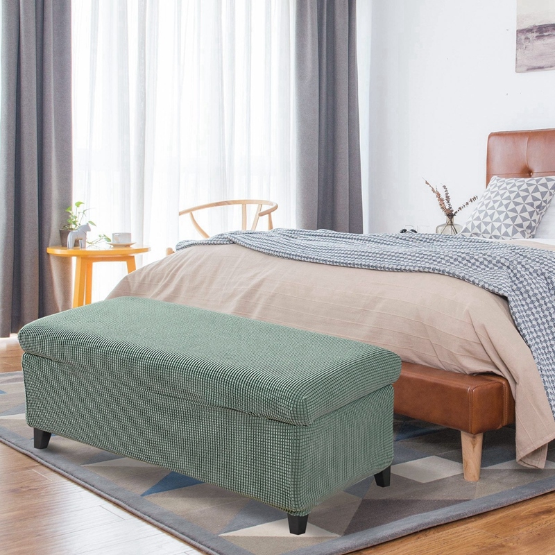 hot！【DT】✺✎  Elastic Footstool Cover Fleece Ottoman Slipcover Protector Rectangular Stool Covers for Room