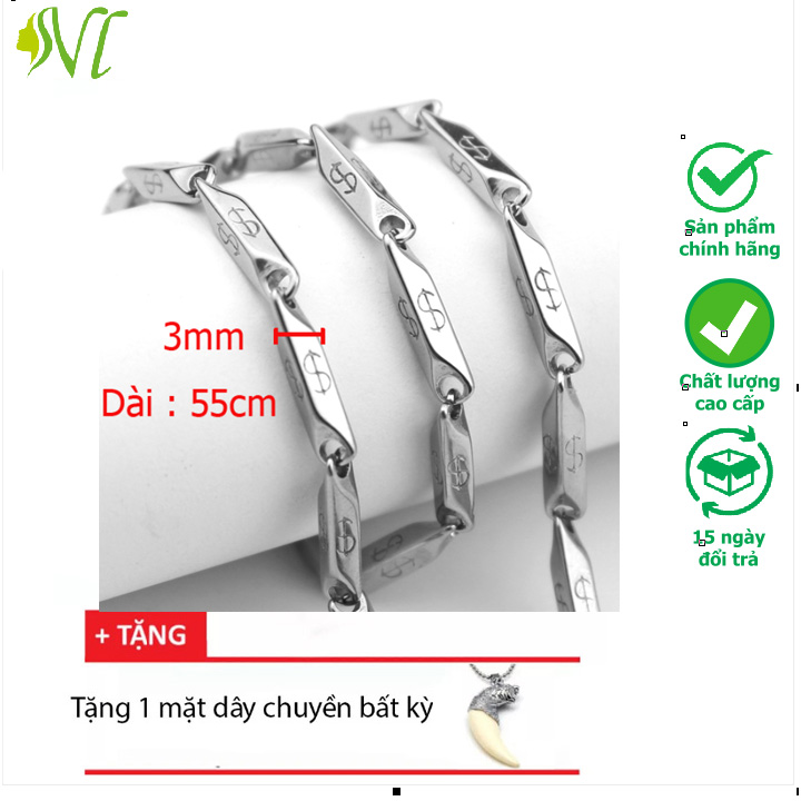 Dây chuyền nam cá tính titan ngầu dây chuyền nam đẹp không đen không gỉ Người Đẹp Vì Lụa