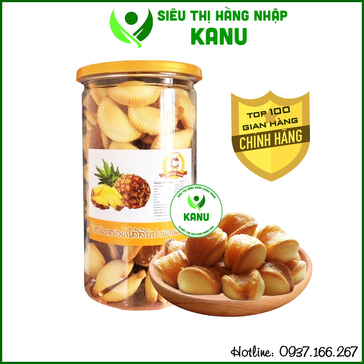 [CHÍNH HÃNG] Bánh sò kẹp dứa/ khóm Thái Lan 350g
