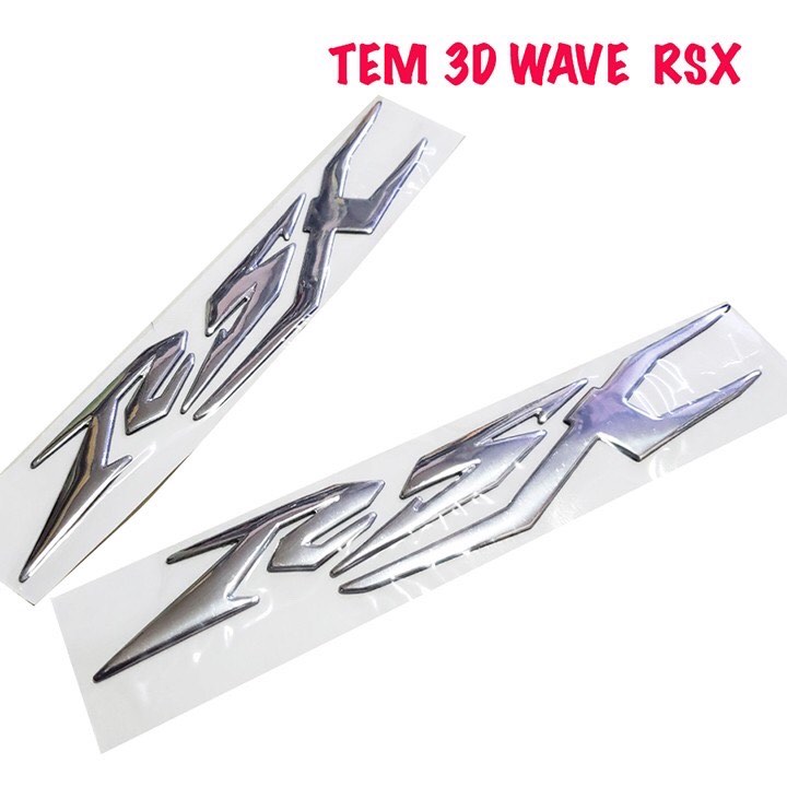 Decal tem xe 3d rsx - màu bạc