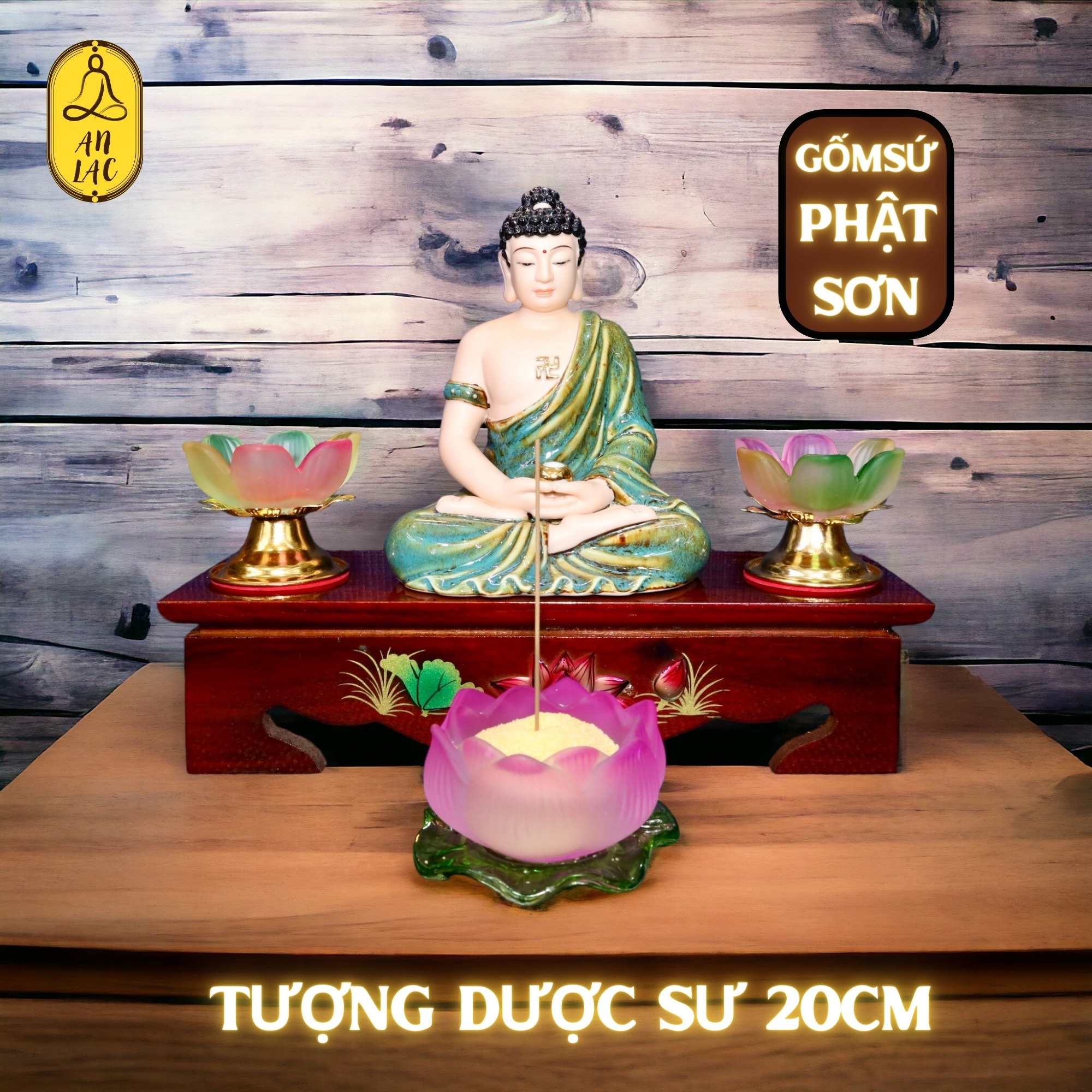TƯỢNG DƯỢC SƯ GỐM SỨ PHẬT SƠN 20cm SUO