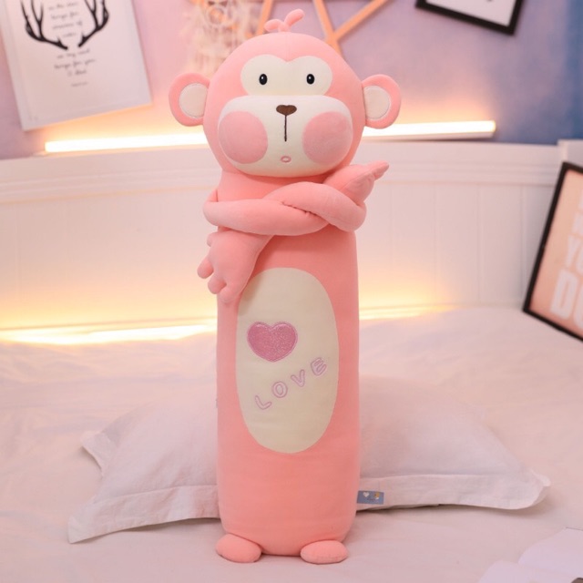 Gối ôm gấu bông hình thú cho bé 110cm - khỉ hồng