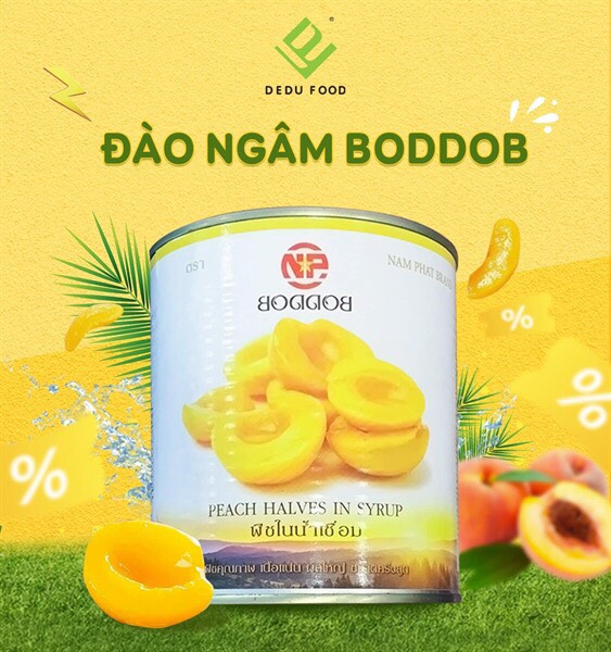 Đào ngâm boddob lon 820g