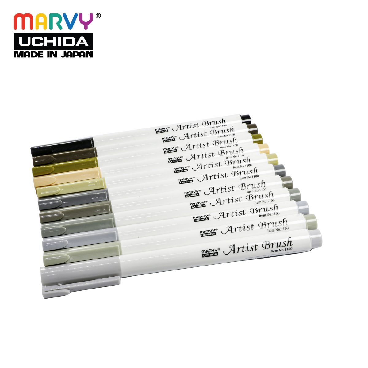 Bút lông đầu cọ mềm Marvy 1100 (Tone xám đen)