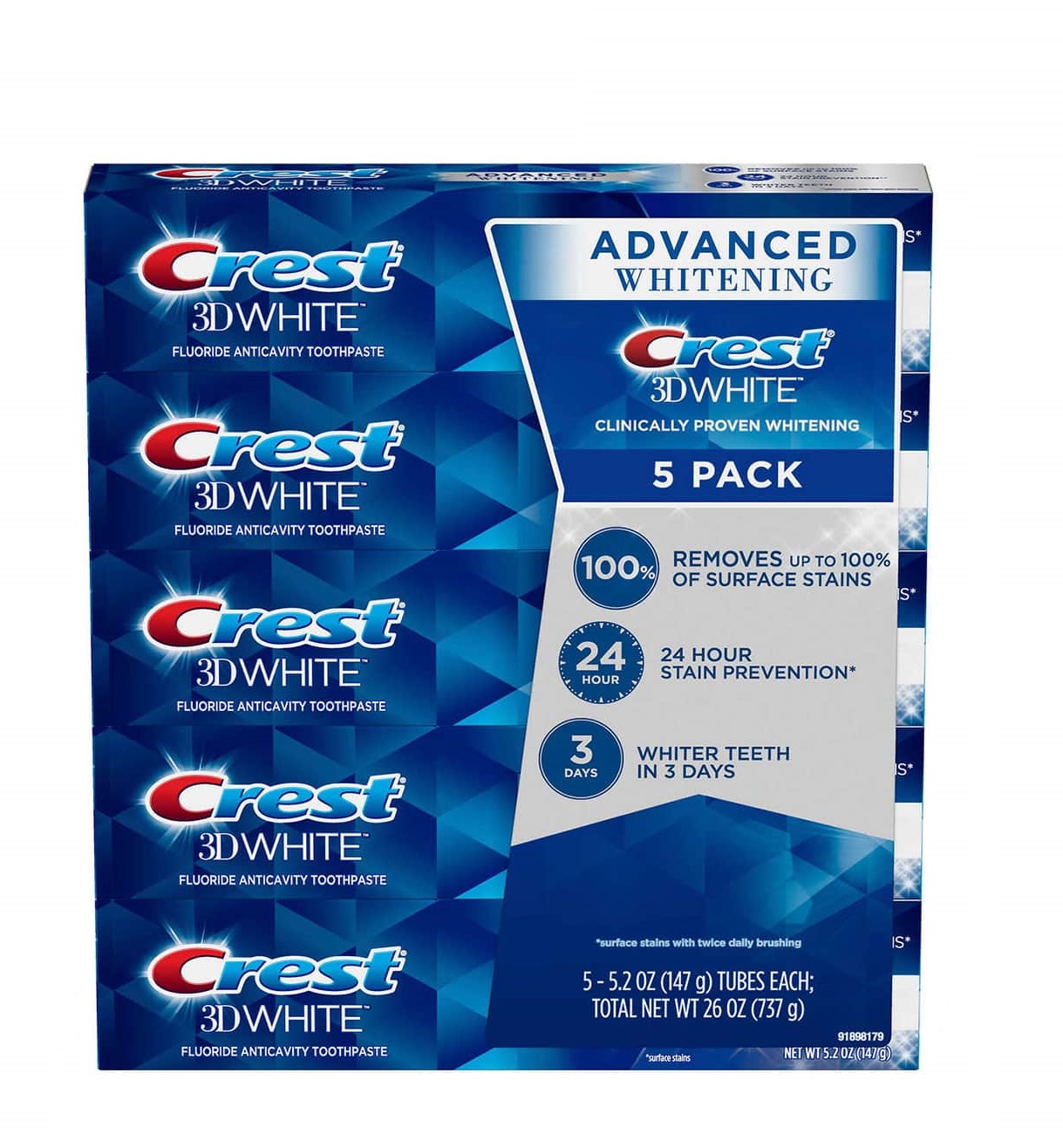 [HÀNG CHUẨN CHẤT LƯỢNG] KEM ĐÁNH RĂNG CREST 3D WHITE ADVANCED TRẮNG RĂNG VƯỢT TRỘI 147Gr - MỸ