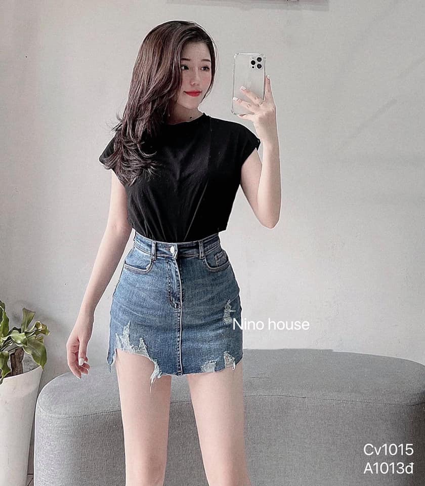 [HCM]CHÂN VÁY JEAN KIỂU [CV1015] CHẤT CO GIÃN