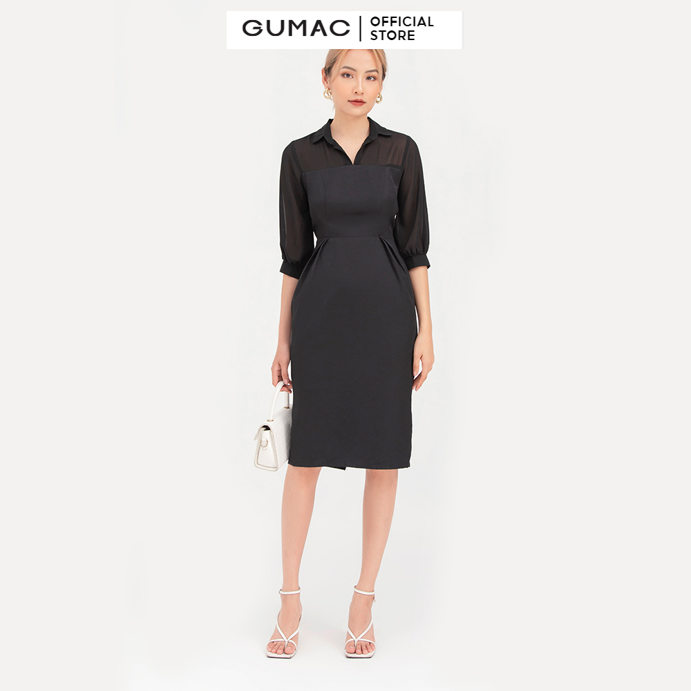 Đầm nữ  xếp ly eo  DB764 mẫu mới GUMAC