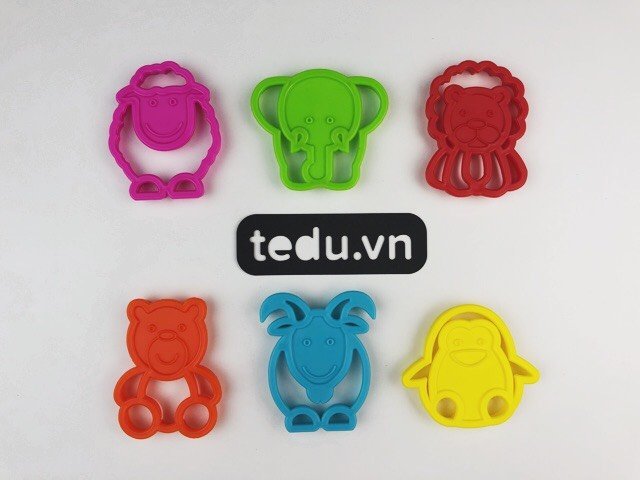 Khuôn ấn 6 Động Vật chơi bột nặn đất nặn an toàn Tedu