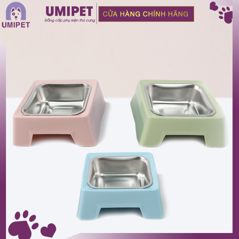 Bát vuông Inox đế có khe UMIPET - Bát vuông inox cao cấp cho thú cưng
