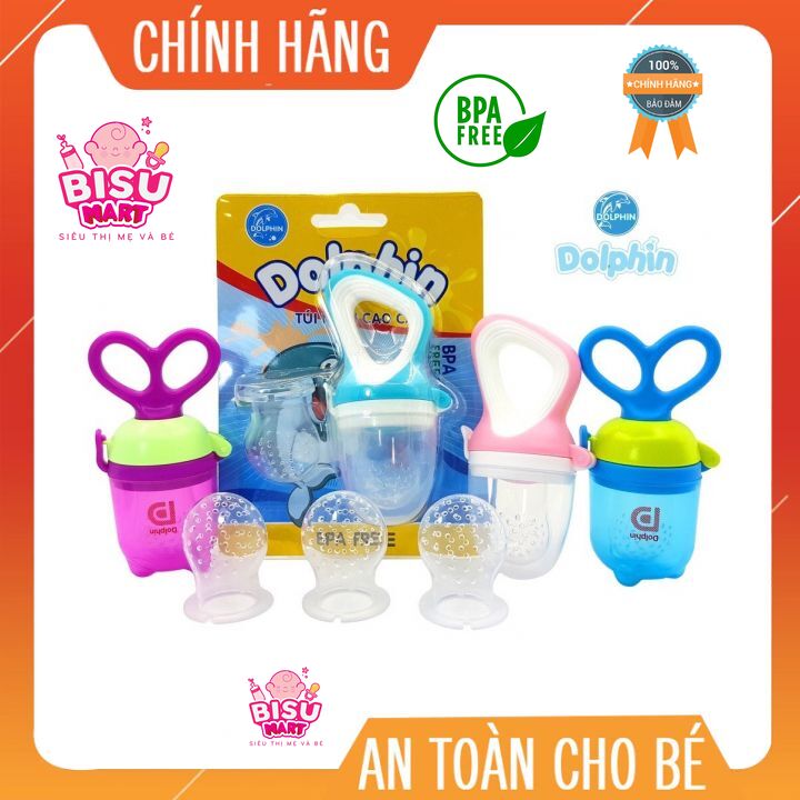 Túi nhai trái cây Silicone cao cấp Dolphin dành cho bé (tặng thêm 1 núm)