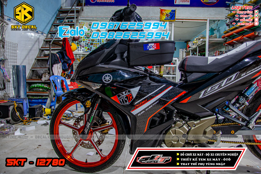 tem rời exciter 150 đen đỏ bạc y15zr