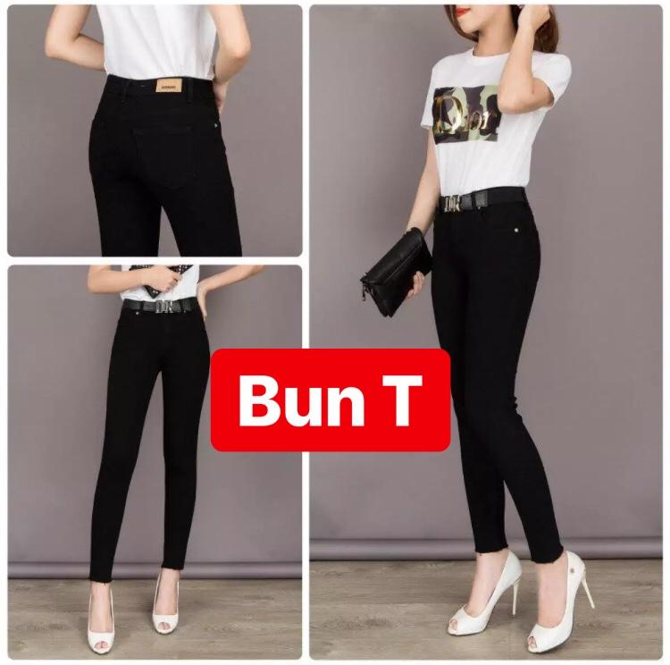 QUẦN JEAN NỮ CHẤT BÒ ĐEN TRƠN VẢI MÊM CO GIÃN TỐT THOÁNG KHÍ T&T-199 TRANGBUN FASHION