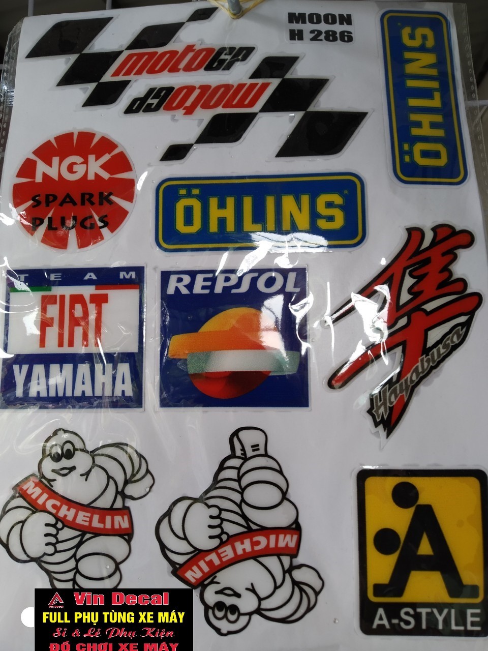Tấm Tem dán xe chữ MOTO GP, LOGO MICHELIN, A-STYLE - Vindecal BD