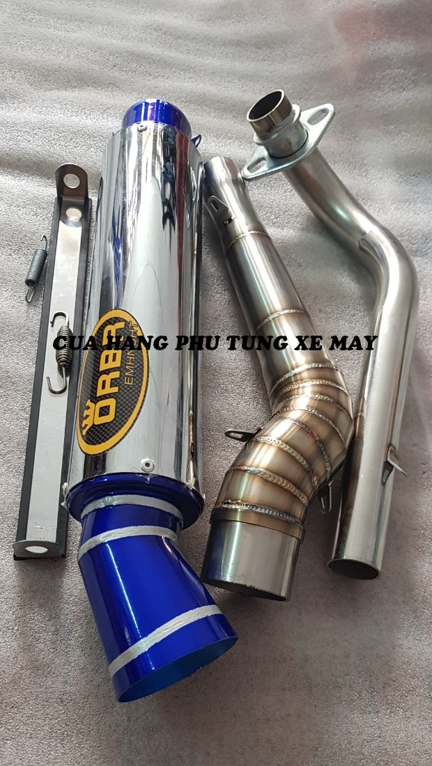 Pô ORBR F1 kèm cổ 2 khúc inox 304 cho xe Dream/ Wave/ Sirius/ Cup/ Axelo/ Elegant/ Jupiter/ Future