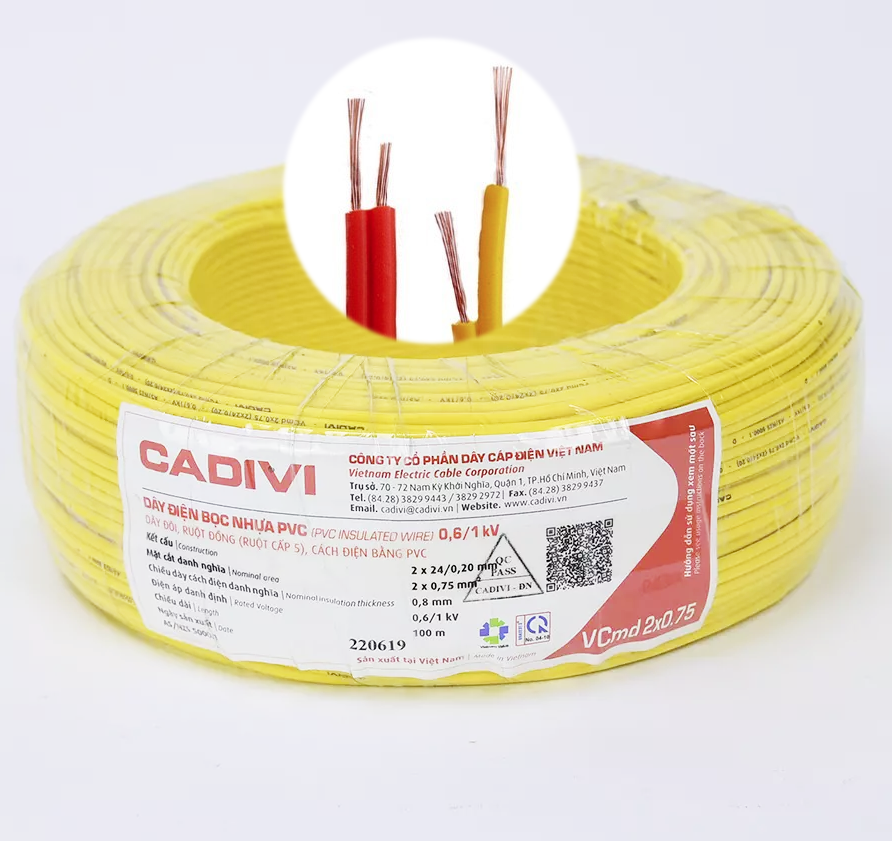 Dây điện đôi cadivi VCmd cuộn 100m