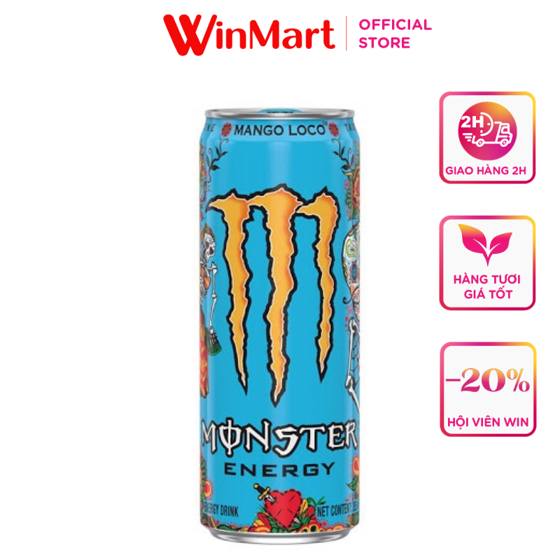 -Nước tăng lực Monster Mango Loco lon 355ml