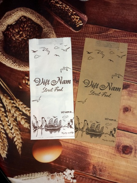 Giá bán 500 Túi Giấy Ẩm Thực Đường Phố Việt  Đựng Bánh Mì & Các loại bánh... (Giấy Thực Phẩm Kraft - ĐL: 40gms)