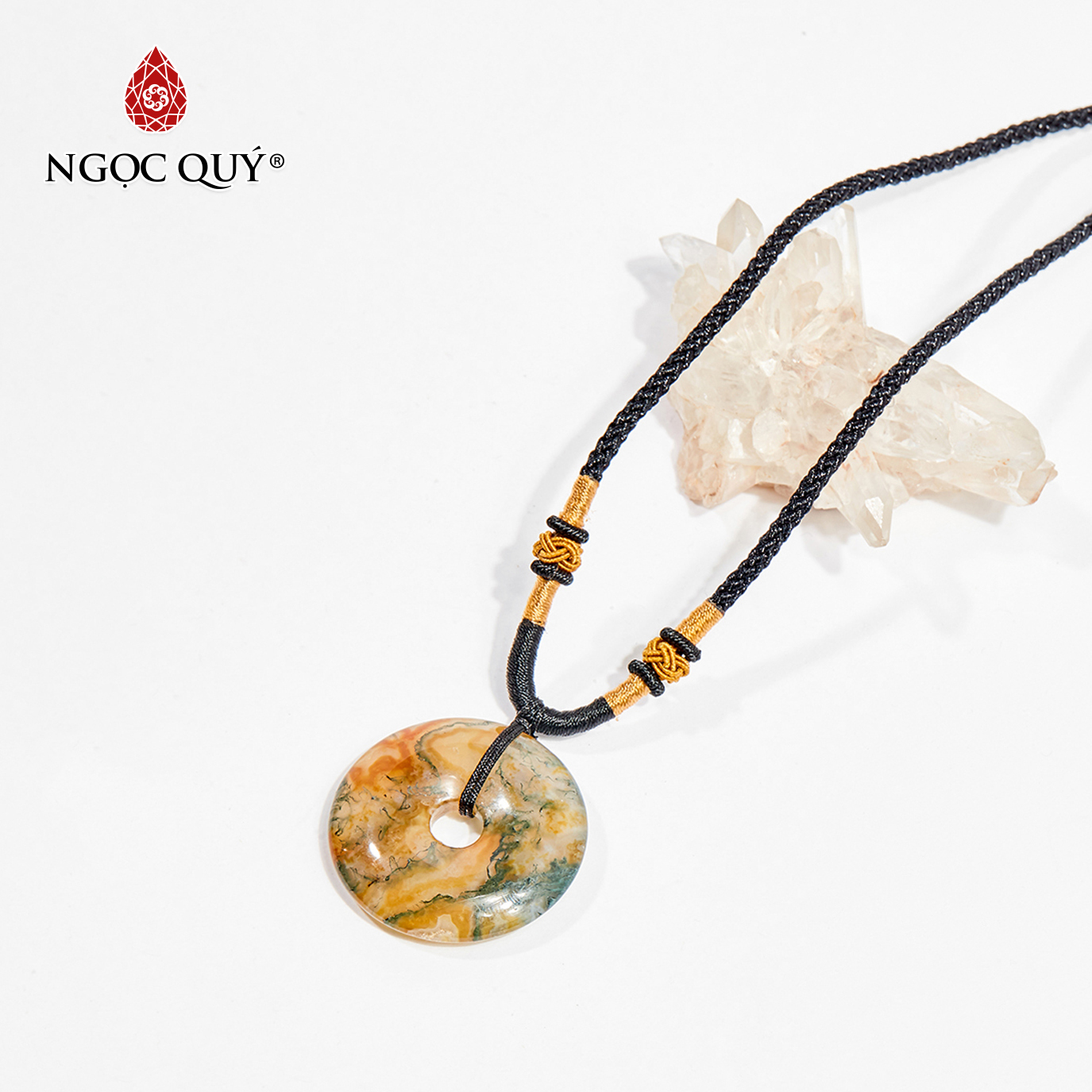 [HCM]Mặt dây chuyền đá băng ngọc thủy tảo huyết đồng điếu 3.3cm mệnh hỏamộc (màu xanh rêu) - Ngọc Quý Gemstones