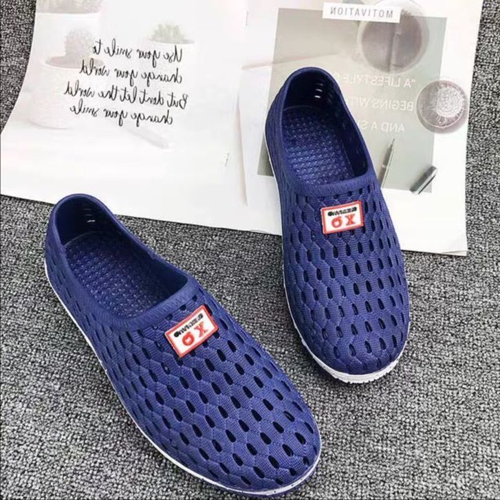 Giày lười nhựa dẻo lỗ tổ ong thoáng khí dành cho nam nữ đi mưa, lao động GL006 - iDÉP (Xanh/ Ghi)