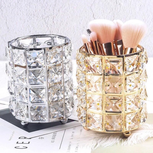 Cốc Lọ đựng cọ trang điểm pha lê lấp lánh