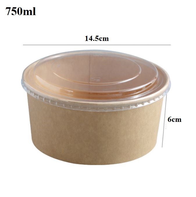 Bát giấy kraft đựng thức ăn có nắp 750ml-1000ml (set 10 hộp)