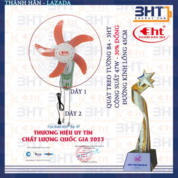 QUẠT TREO 3HT FAN B4 - 47W - 220V (LỰA CHỌN 1 DÂY HOẶC 2 DÂY)