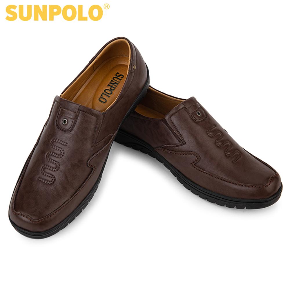 Giày Lười Nam Da Bò SUNPOLO SUS511 (Đen, Nâu)