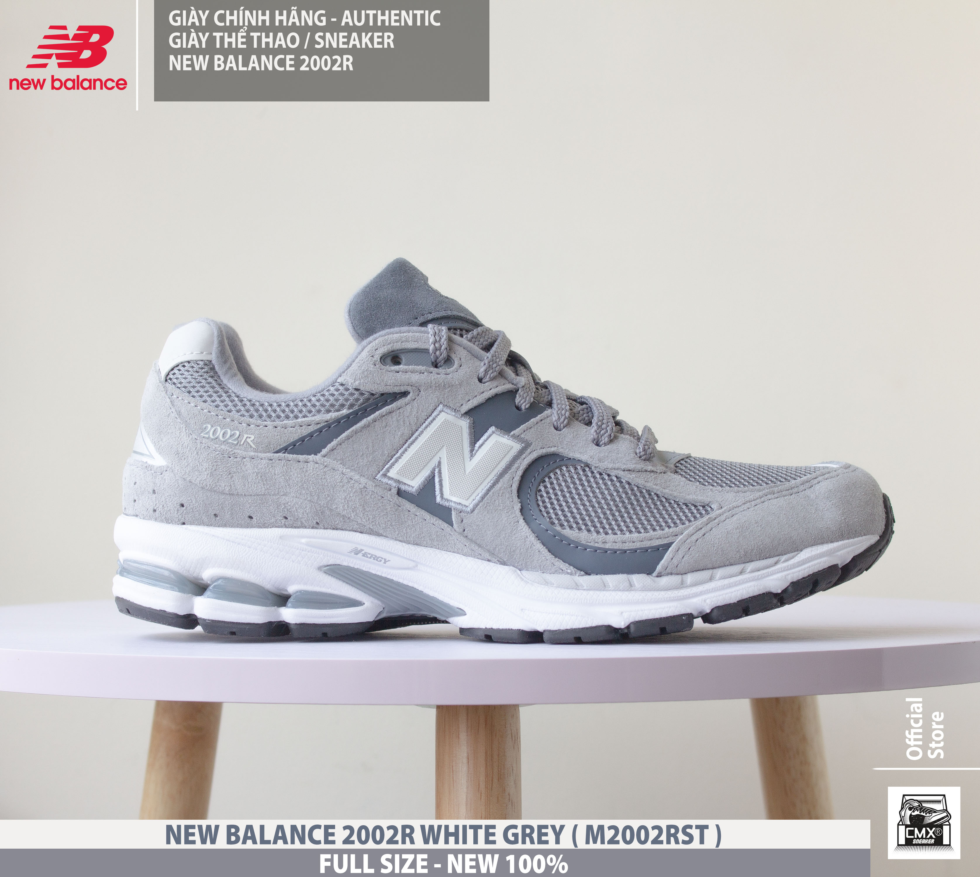 😘 [ HÀNG CHÍNH HÃNG ] Giày New Balance 2002R WHITE GREY ( M2002RST) - AUTHENTIC 100%