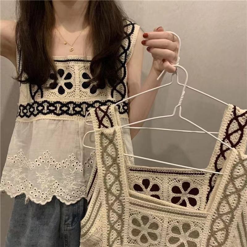 Áo 2 dây bản rộng kiểu thêu hoa