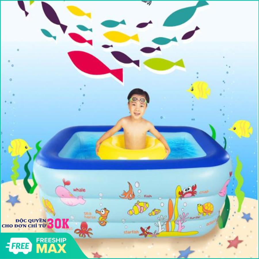 Bể bơi phao 3 tầng cho bé size to 150x110x50cm mẫu mới 2019 (Xanh ) - [TẶNG MIẾNG VÁ]- Bồn Tắm Phao,Mua Hồ Bơi Phao Dày Dặn -Bể Bơi Cho Bé Tại Nhà - Bể bơi phao gia đình,cho bé mùa hè ý nghĩa