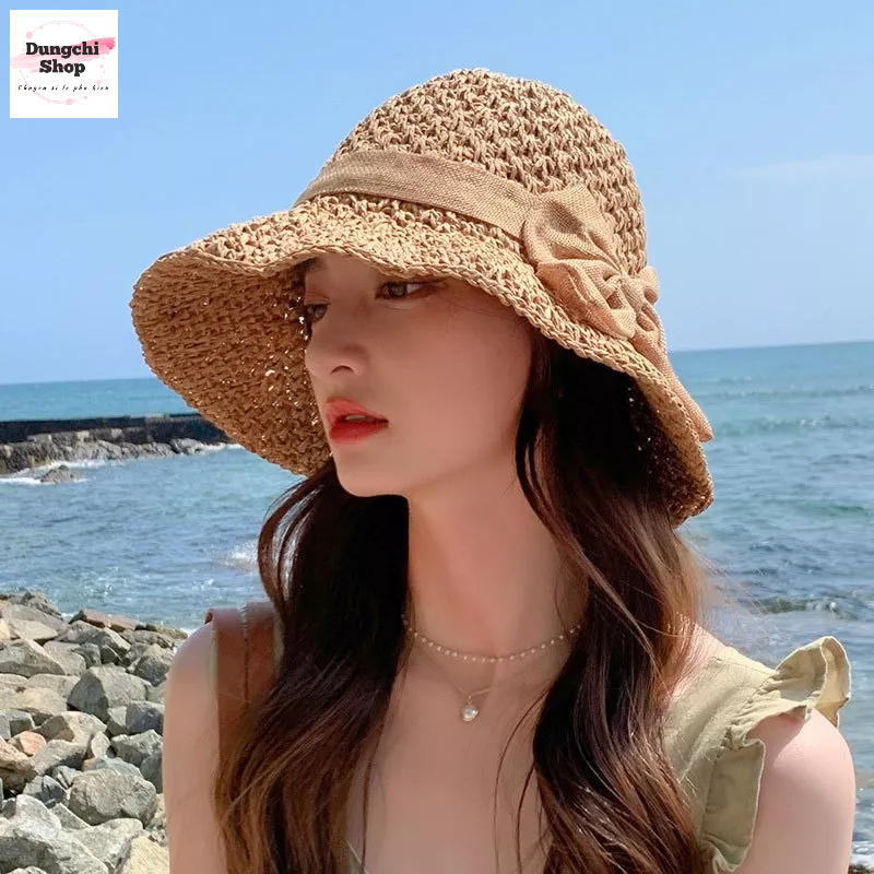 Nón cói móc tay nơ to tiểu thư
